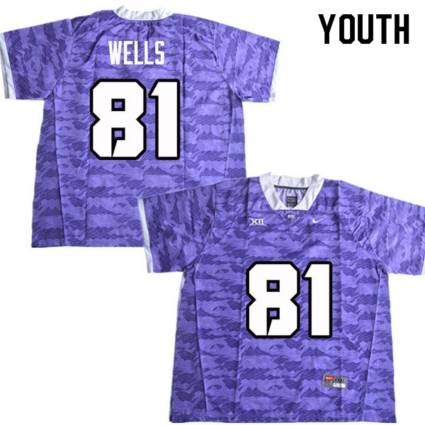 Youth #81 Pro Wells TCU Horned Frogs College Football Jerseys Sale-Purple - Click Image to Close